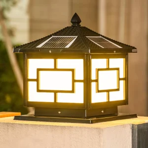 Outdoor Solar LED Wall Lamp IP65 Waterproof for Courtyard Door and Garden Modern Solar Pillar Lamp