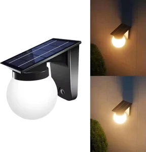 Outdoor Solar LED Wall Light Cylinder IP65 Waterproof Adjustable Brightness Sconce Entryway Front Door Garage Lamp