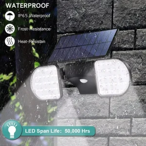 Outdoor Solar LED Wall Light Dual-Head Spotlight Motion Sensor