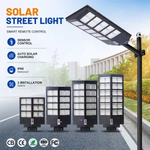 Remote Control Parking Lot Outdoor Streetlight Waterproof IP65 500 1000 1500 2000 W Integrated All in One LED Solar Street Light
