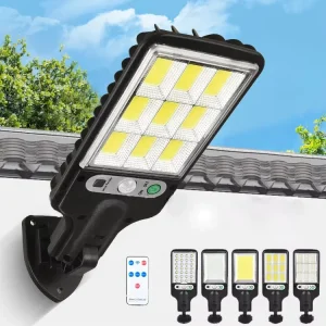 Outdoor Solar Street Light with Remote Control and PIR Motion Sensor, Waterproof