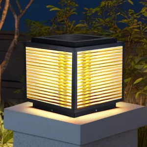 Outdoor Waterproof 5 Watt Aluminum Acrylic LED Solar Pillar Light 85-265V Input Post Lights Driveway Black Gate IP65 Lighting