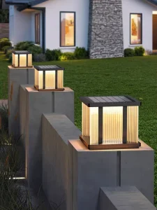 Outdoor Waterproof Black LED Pillar Lights for Villa Courtyard & Garden Gate Solar Landscape Lights