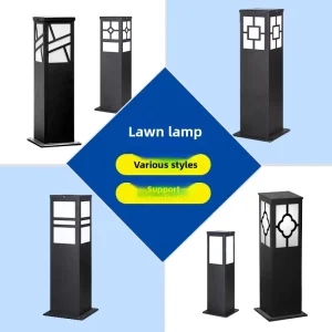 Outdoor Waterproof Chinese Iron LED Lawn Lights with Square Design for Garden and Community Use