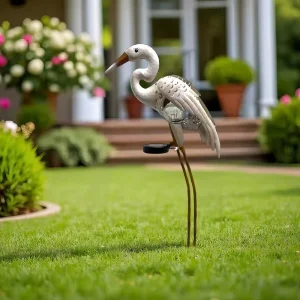 Outdoor Waterproof Solar LED Egret Spike Lights with 360 Beam Angle IP44 Rated for Garden Yard Landscape Decor
