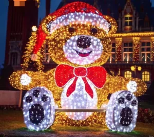 Outdoor Xmas Decorations 3D Large LED Sitting Bear Motif Lights Christmas IP65 IP68 Decorative Lights for Landscape Decoration