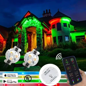Outside House Light Decoration Colorful House Landscape IP68 RGBW Point Lights PC 12V Smart App Controlled LED Light