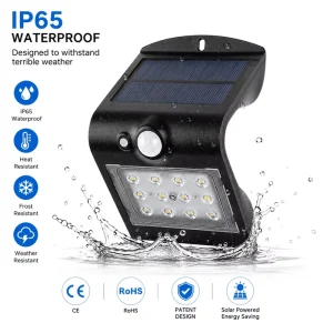 Patent Solar Garden Wall Light IP65 Waterproof for Outdoor Security and Landscape Yard Fence Patio Projects