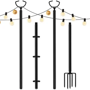 Patio Light Rod Stainless Steel String Light Metal Stand