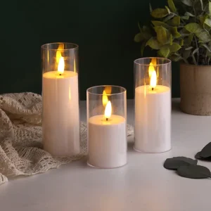 Plastic LED Pillar Candles, Battery Operated Flickering Flameless Candles for Weddings and Home Decoration