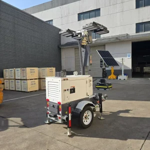 Portable 7 m Light Tower Diesel Generator Trailer Kubota Mobile Trailer Type