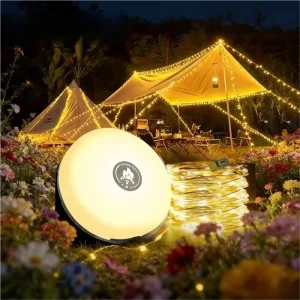 Portable Rechargeable COB LED Camping Lantern, Magnetic, IP65, for Hiking and Fishing