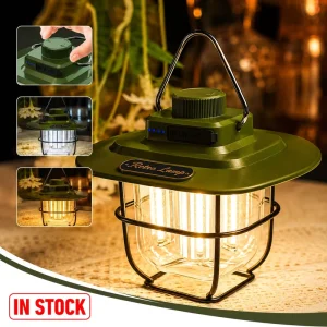 Portable Retro Outdoor Tent Night Light Camping Light Hook USB Rechargeable LED Lantern Hiking Fishing IP44 Waterproof