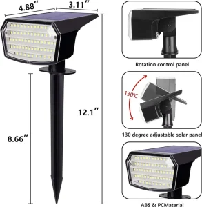 Portable Solar LED Bollard Fence Light, 65 LEDs, 270° Beam Angle, IP65 Waterproof