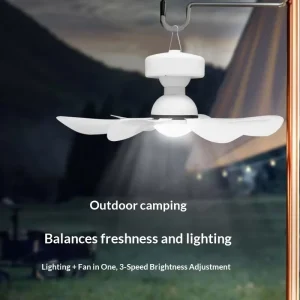 Portable Solar LED Ceiling Fan Light with Remote Control for Outdoor Camping