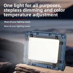 Portable Solar LED Work Light Rechargeable Floodlight Adjustable Color Temperature Removable Battery USB Output for Outdoor