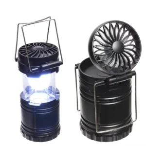 Portable USB-Rechargeable Tent Lamp with Solar Fan and Emergency Light