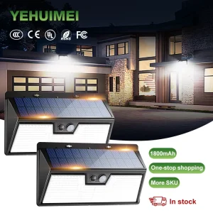 Powerful 318 LED Solar Security Lights Decor Sensor Motion 3 Modes Street Waterproof Lamp Wall Night Work Light for Garden