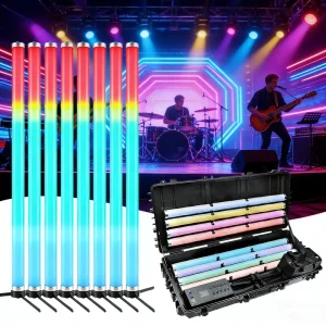 Professional Rechargeable IP65 LED Light Tube 40W RGBW Pixel DMX512 Wireless Control 8500K Aluminum+Plastic Multi-Plug Stage DJ
