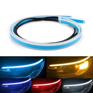 RGB Colorful Neon Wire LED Strip 30 45 60CM Daytime Running Light Car DRL Flexible Switchback 3000 Lumens Universal Fitment