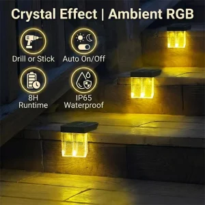 RGB Outdoor Solar Stairs Lights Fence Courtyard Landscape Solar Lamp Waterproof LED Step Deck Wall Light