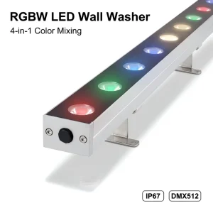RGBW LED Wall Washer 4-in-1 IP67 DMX512 36W Outdoor Linear Light for Hotel Building Facade Lighting