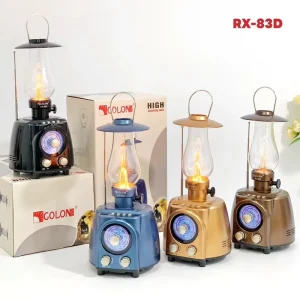 RX-83D Retro Kerosene Lamp with Portable FM AM SW3 Radio Bluetooth Speaker Rechargeable Night Light for Camping Home