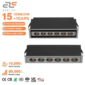 Recessed Square COB Linear Grille Wall Washer Light for Indoor Home Lighting