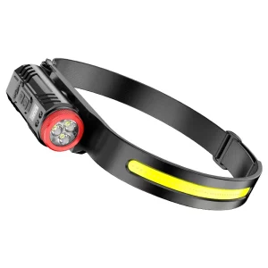Rechargeable COB LED Floodlight Headlamp with Silicone Material, Smart Gesture Sensor, Waterproof, Outdoor Work