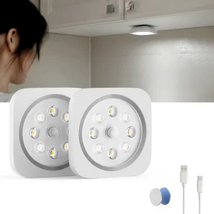 Rechargeable Mini Square LED Night Light for Bedroom Kids Battery Powered Bedside Lamp with Easy Installation