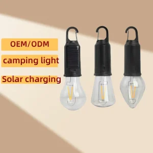 Rechargeable Plug-In Waterproof Outdoor Solar LED Camping Lamp with Double Tungsten Bulbs