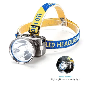 Rechargeable White Laser Flashlight Headlamp with 80 Degree Adjustable Beam Angle and Wave Sensor for Hunting Outdoor Use