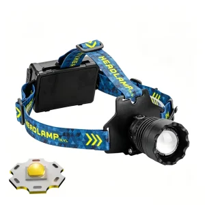 Rechargeable White Laser LED Headlamp, Zoomable Outdoor Work Light for Camping, Fishing and Repairs