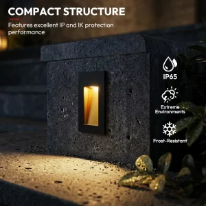 Rectangle Embedded Aluminum 3W White Black Garden Courtyard Stairs Outdoor Wall Light Led Step Light Waterproof Dimmable Long