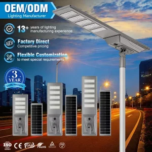 Remote Control Outdoor 400w 500w 600w IP65 Waterproof All in One Solar LED Street Light