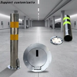 Retractable Semi Auto Rising Bollard 304 SS No Electricity Required Gas Strut System Key Lock Security Parking Post