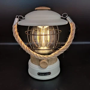 Retro COB LED Camping Tent Lantern, Waterproof, Portable, with Rattan Hook
