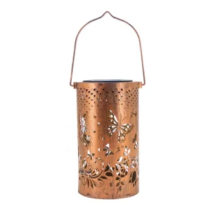 Retro Metal LED Hanging Light IP65 Waterproof Small Solar Powered Garden Ornament Outdoor Night Light