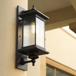 Retro Outdoor Wall Lamp with LED Lighting Glass Bulbs Aluminum Brown Garden Courtyard