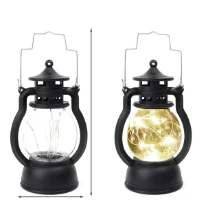 Retro Portable Camping Lamp with Dynamic Flame Light Battery Powered Night Tent Garden Decoration Lantern