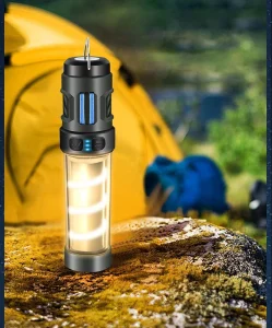 Retro Spiral Filament LED Camping Light with Tripod Hook Dimmable Portable Hanging Atmosphere Lamp for Tent Picnic Fishing
