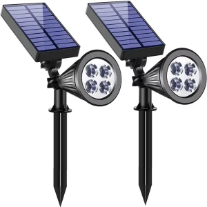 Rotating Solar Garden Lights 4PCS LED 1.5W Polysilicon 18650 Battery 1200mAh for Garden Lighting