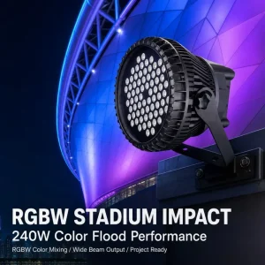 Round Outdoor 150W/240W Single Color/RGBW High Power Flood Light for Building Facade/ Pillar Architectural Column Lighting D300