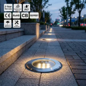 SS Outdoor White LED Underground Buried Light IP67 Pathway Recessed Inground Lamp for Resort Park Landscape Lighting