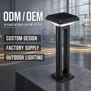 Sand Black IP65 LED 3 CCT Adjustable Light Timer Control Low Glare Solar Landscape Bollard Light for Villa Courtyard