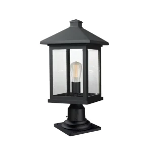 Sand Black IP65 Waterproof Outdoor Pillar Post Light with Glass Shade