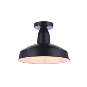 Semi-Flush Mount Black Metal Outdoor Waterproof Courtyard Ceiling Light for Indoor Home Use