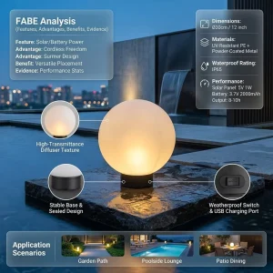 Simple Circular Outdoor Courtyard LED Lawn Light IP65 Solar Powered Floor Garden Lamp for Landscape Villa Atmosphere