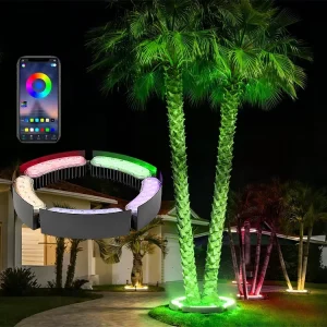 Smart APP Control RGB Palm Tree Ring Light 12W IP65 Waterproof Tree Light Outdoor Garden Park Landscape Spotlight Pole Hug