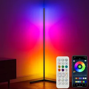 Smart App Touch Control Music Sync RGB Color Chagning 56 Inches LED Corner Standing Floor Light